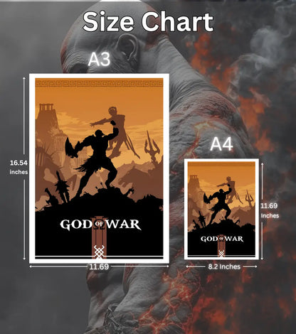 Kratos God of War Poster – Spartan Warrior Artwork | A3 A4 Matte Gaming Poster Bowchika - God of War