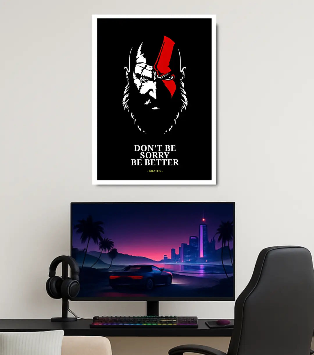 Kratos Minimal Poster – “Don’t Be Sorry Be Better” | God of War | A3 / A4 - God of War