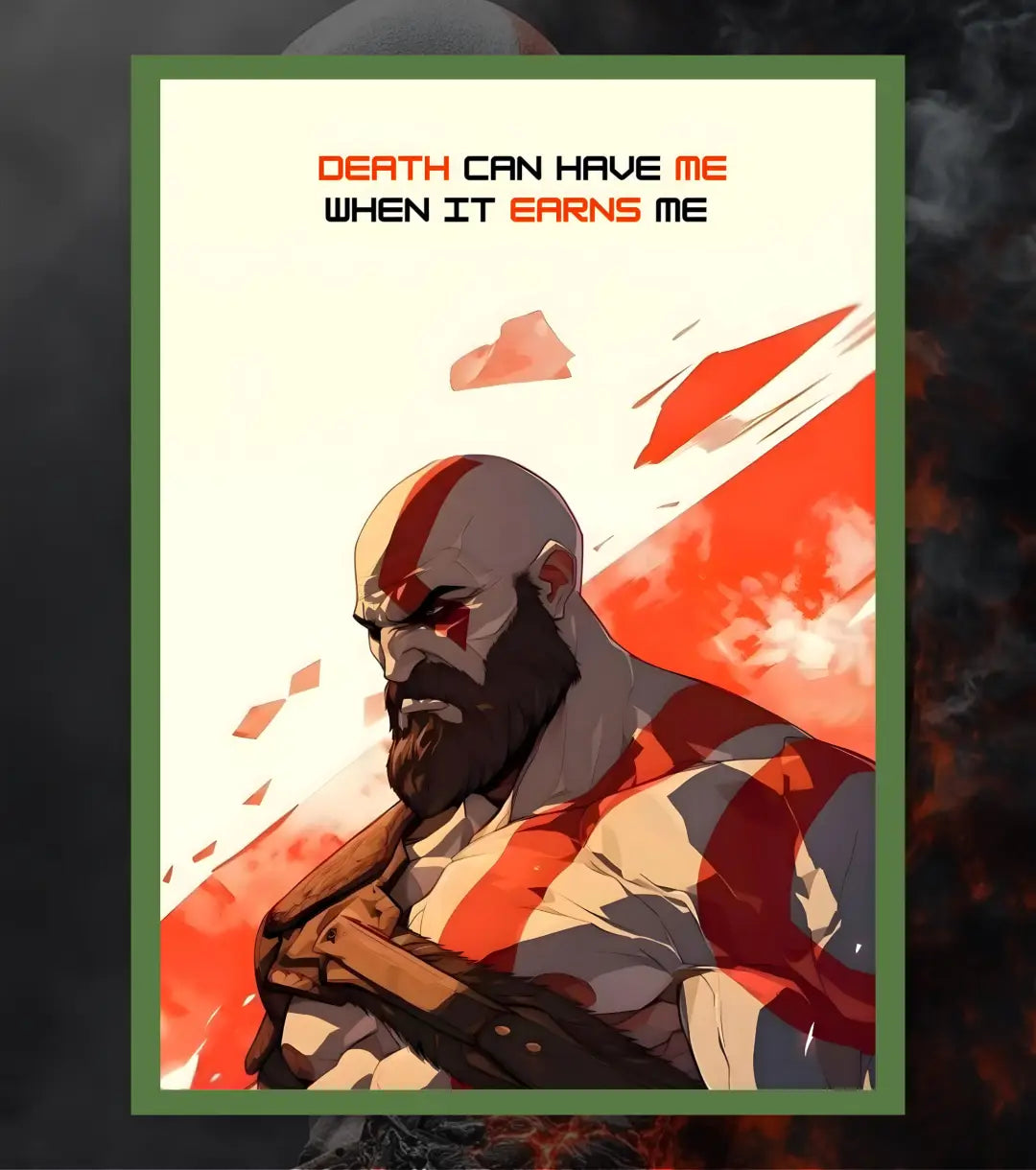 Kratos Quote Poster – “Death Can Have Me When It Earns Me” | God of War | A3 / A4 - A4 / Bottle Green - God of War