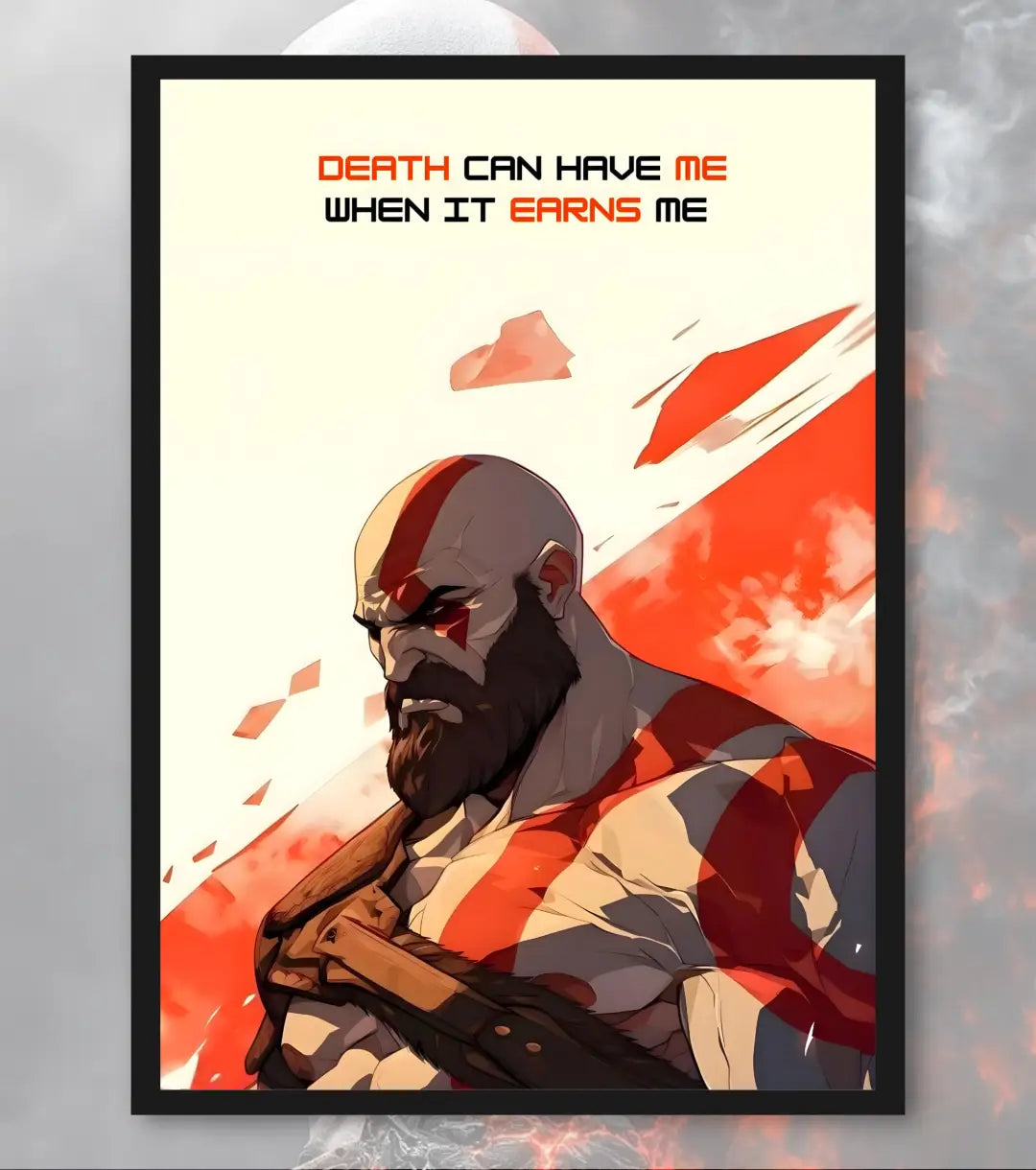 Kratos Quote Poster – “Death Can Have Me When It Earns Me” | God of War | A3 / A4 - A4 / Black Frame - God of War