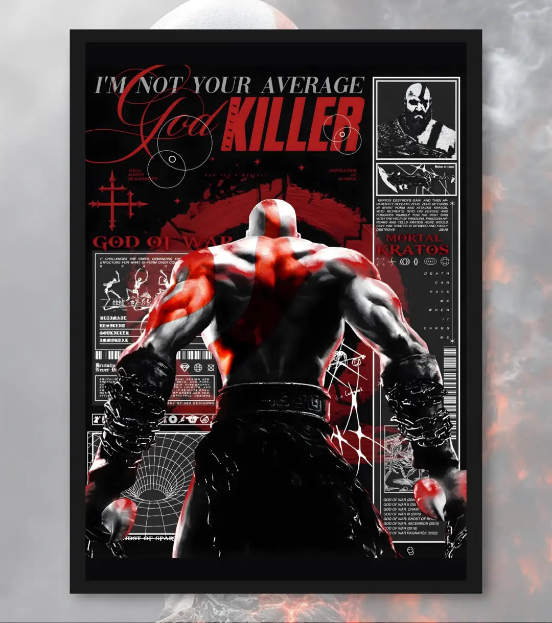 Kratos Rage Poster – “I’m Not Your Average God Killer” | God of War | A3 / A4 - A4 / Black Frame - God of War