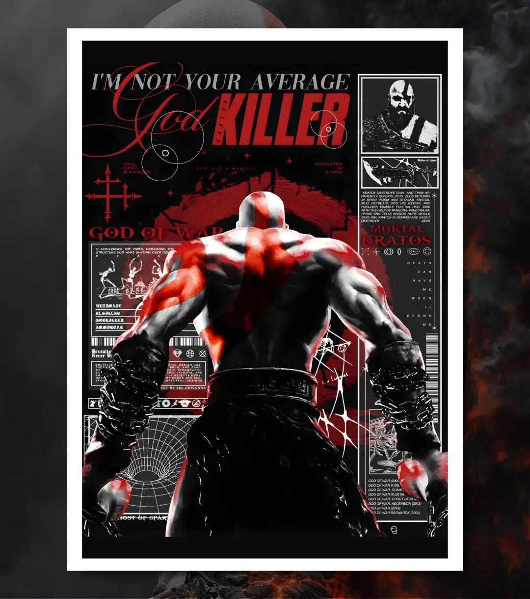 Kratos Rage Poster – “I’m Not Your Average God Killer” | God of War | A3 / A4 - A4 / White frame - God of War