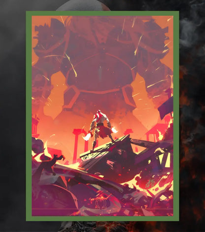 Kratos vs Titan Poster – Epic Battle Scene | God of War | A3 / A4 - A4 / Bottle Green - God of War