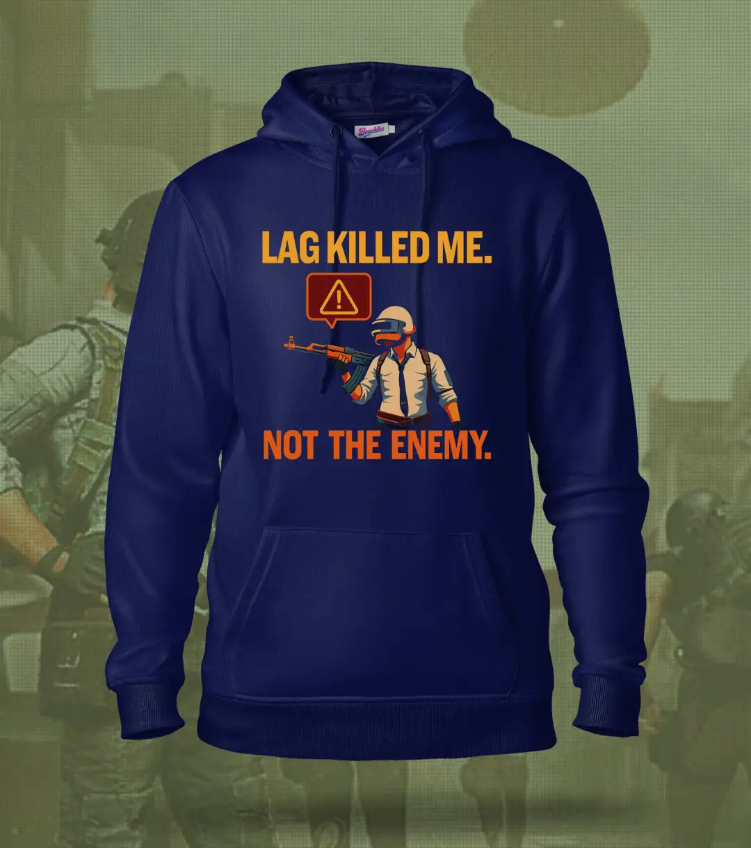 Lag Killed Me. Not The Enemy. – BGMI Gamer Hoodie | 300 GSM Brushed Fleece - Navy / XS / Regular - BGMI/PUBG