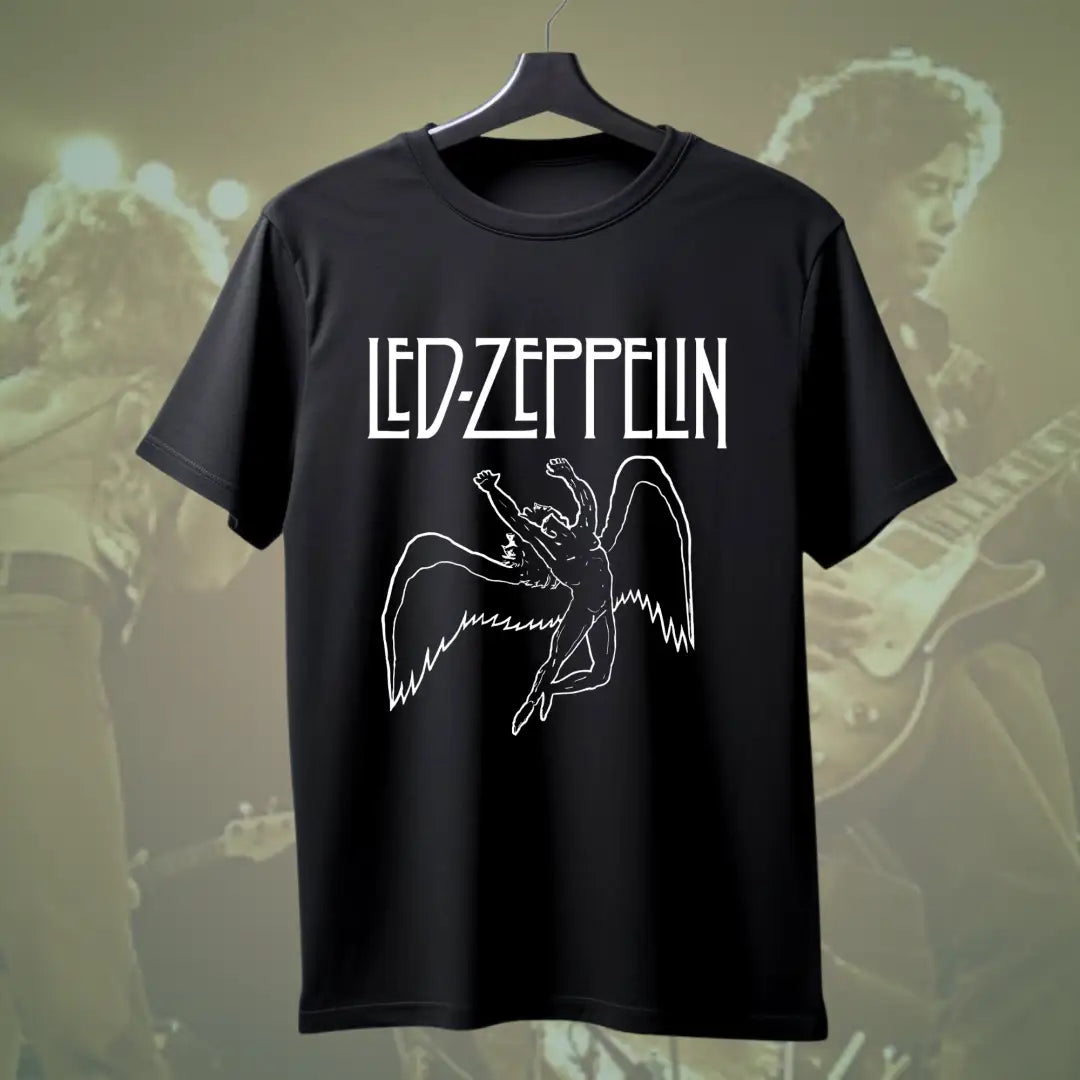 Led Zeppelin Classic Wings Tee - Black / S - Music Enthusiast
