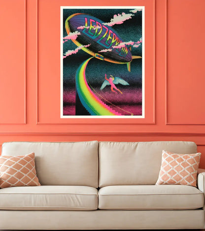 Led Zeppelin Neon Dream Poster - Music Enthusiast