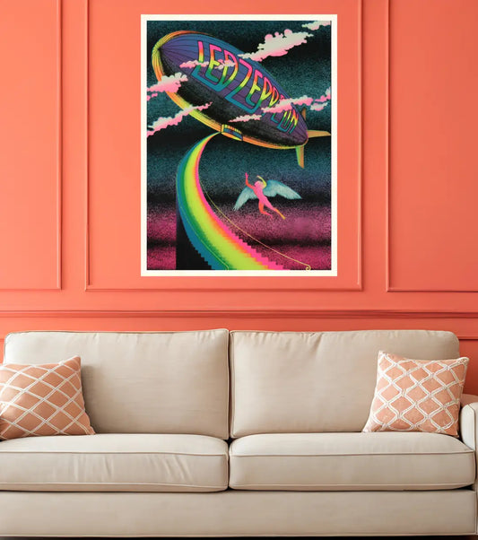 Led Zeppelin Neon Dream Poster - Music Enthusiast