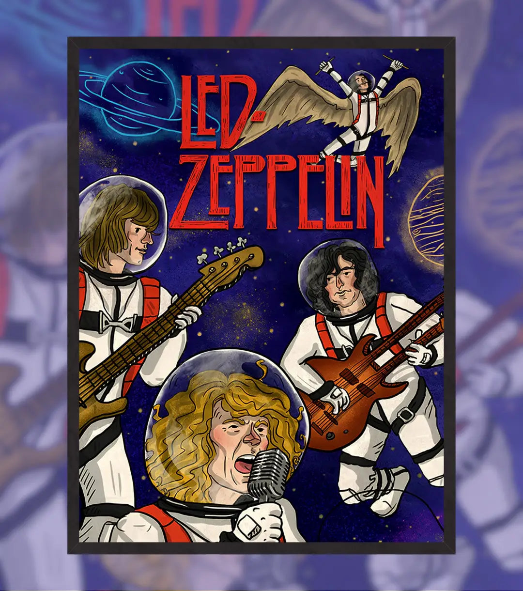Led Zeppelin Space Jam Poster - A4 / Black Frame - Music Enthusiast