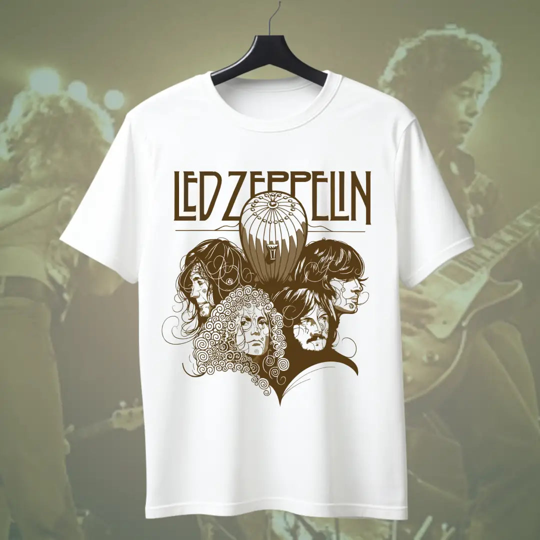 Led Zeppelin Vintage Portrait Tee - White / S - Music Enthusiast