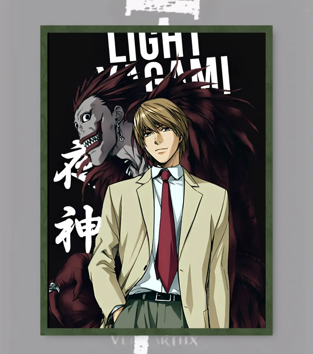 Light Yagami Death Note Anime Poster | High Quality Wall Art Print | Otaku Room Decor - A4 / Bottle Green - Death Note