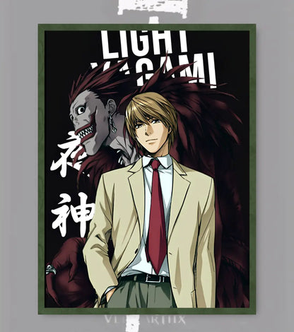 Light Yagami Death Note Anime Poster | High Quality Wall Art Print | Otaku Room Decor - A4 / Bottle Green - Death Note