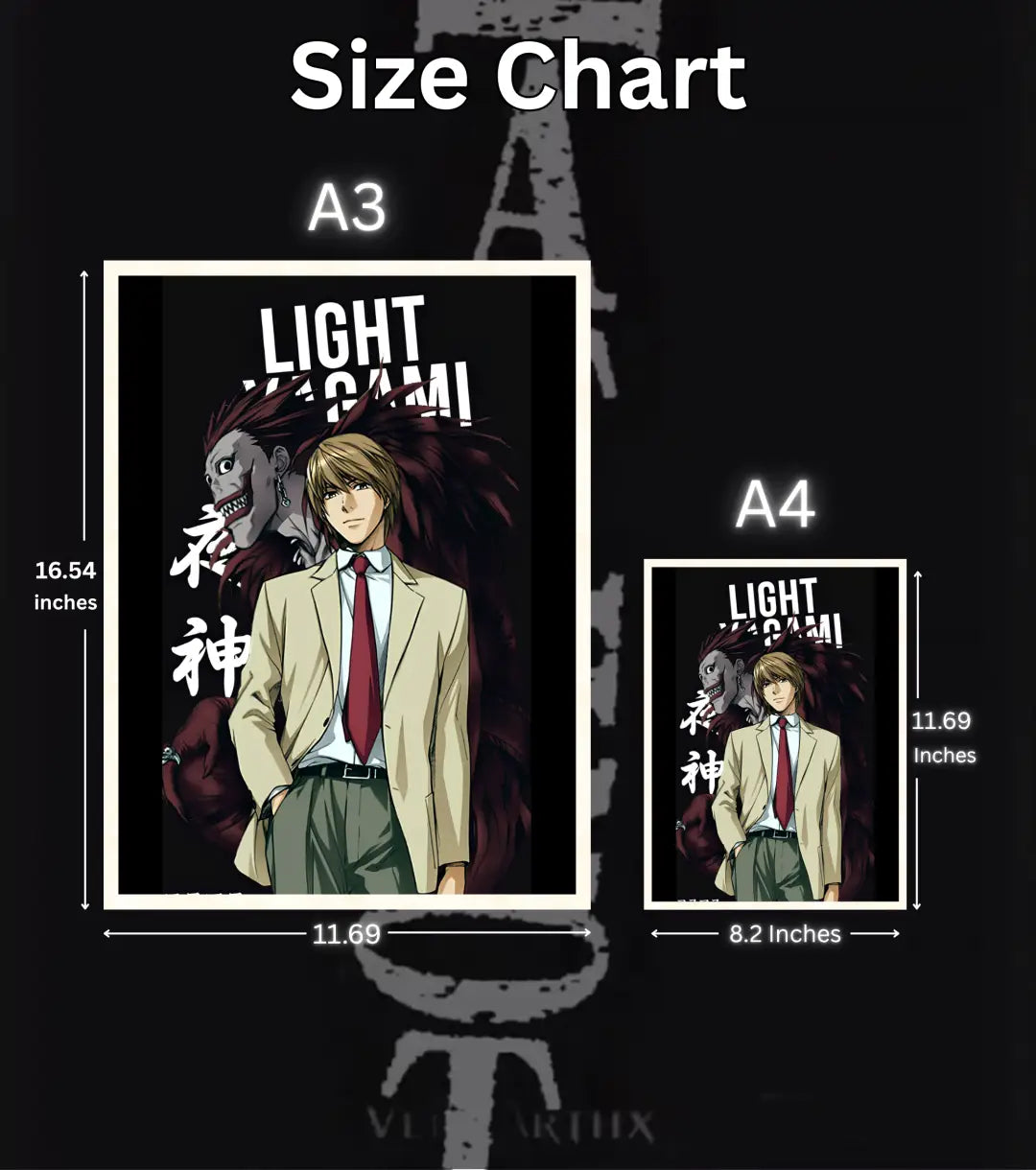 Light Yagami Death Note Anime Poster | High Quality Wall Art Print | Otaku Room Decor - Death Note