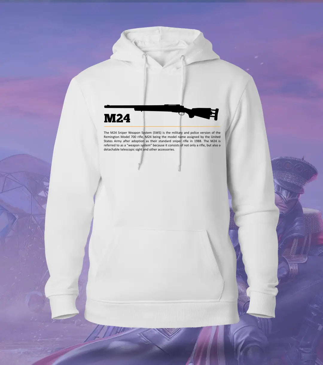 M24 Tactical Hoodie – Military Sniper Gear BGMI | 300 GSM Brushed Fleece - White / XS / Regular - BGMI/PUBG