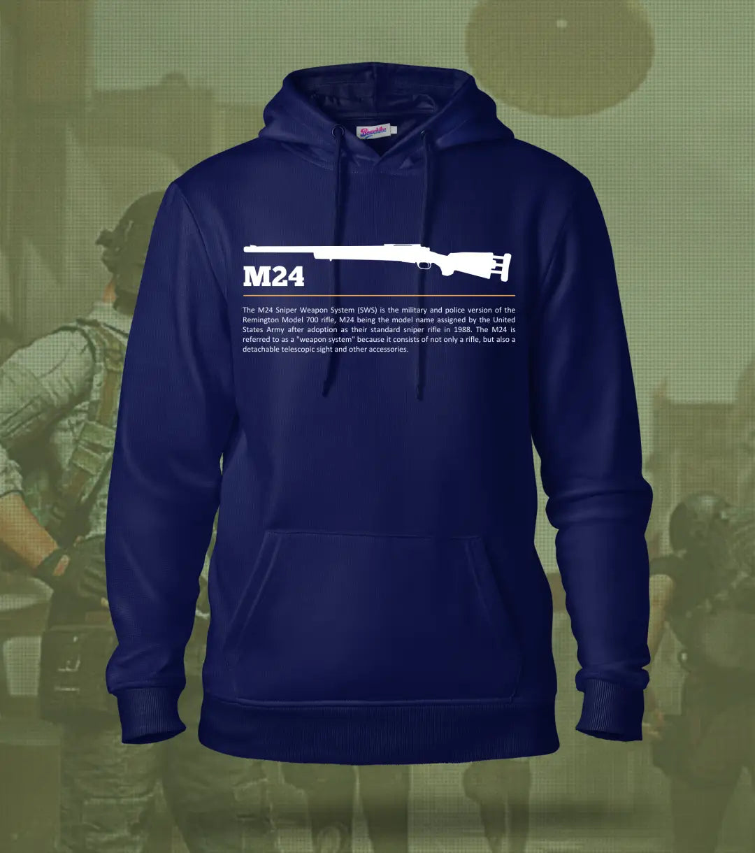 M24 Tactical Hoodie – Military Sniper Gear BGMI | 300 GSM Brushed Fleece - Navy / XS / Regular - BGMI/PUBG