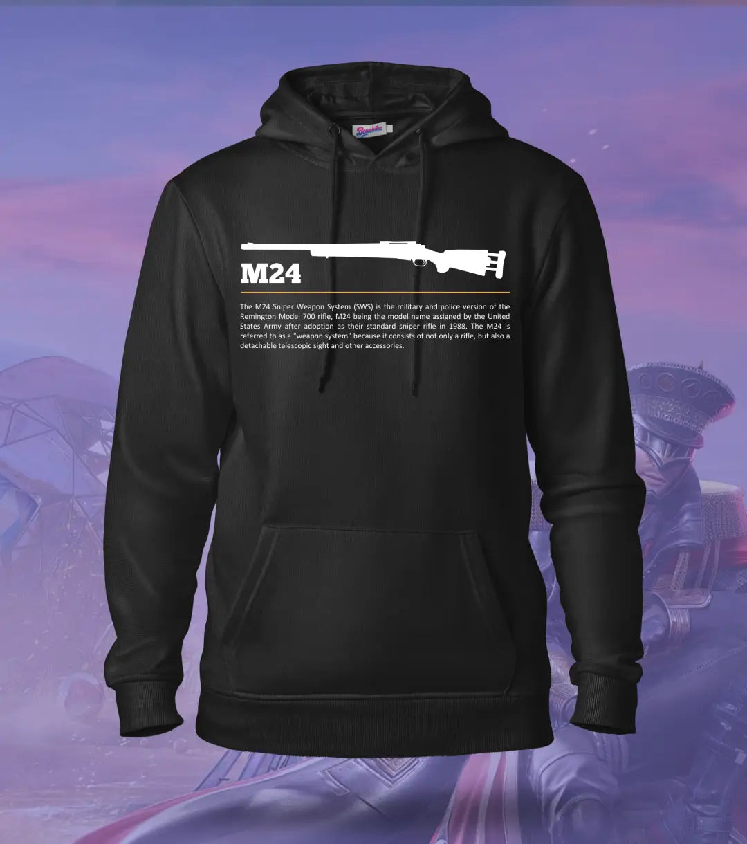 M24 Tactical Hoodie – Military Sniper Gear BGMI | 300 GSM Brushed Fleece - Black / XS / Regular - BGMI/PUBG