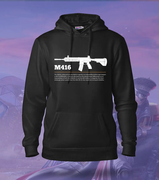 M416 – The Meta Never Dies BGMI Hoodie | 300 GSM Brushed Fleece - Black / XS / Regular - BGMI/PUBG