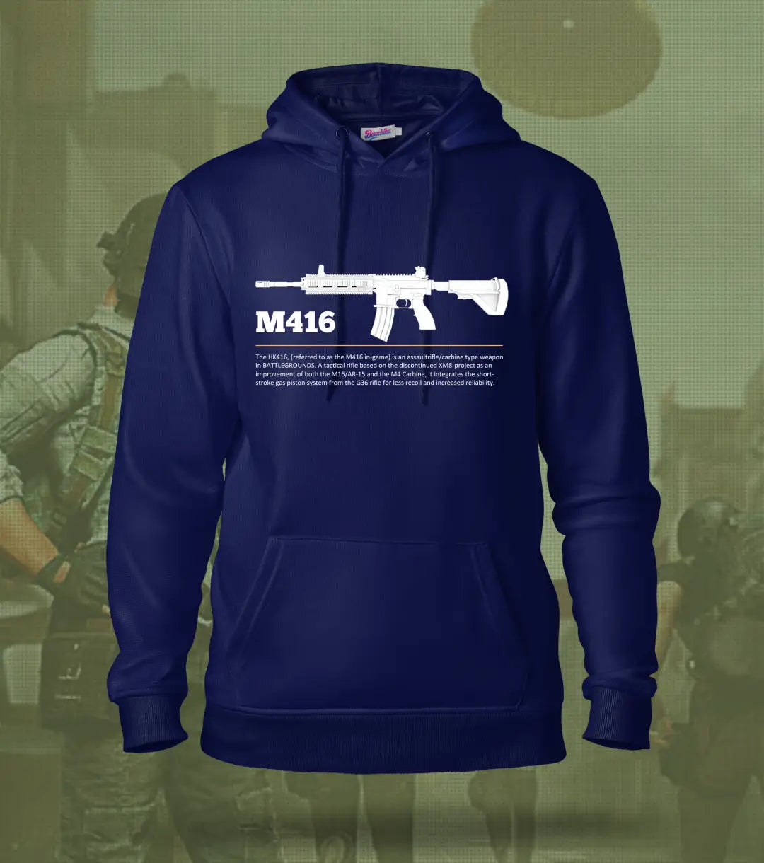 M416 – The Meta Never Dies BGMI Hoodie | 300 GSM Brushed Fleece - Navy / XS / Regular - BGMI/PUBG