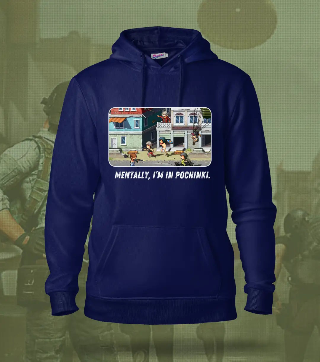 Mentally I’m in Pochinki – BGMI Gamer Hoodie | 300 GSM Brushed Fleece - Navy / XS / Regular - BGMI/PUBG