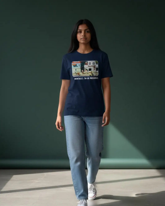 Mentally in Pochinki BGMI T-Shirt | PUBG Gamer Meme Tee - S / Navy - BGMI/PUBG