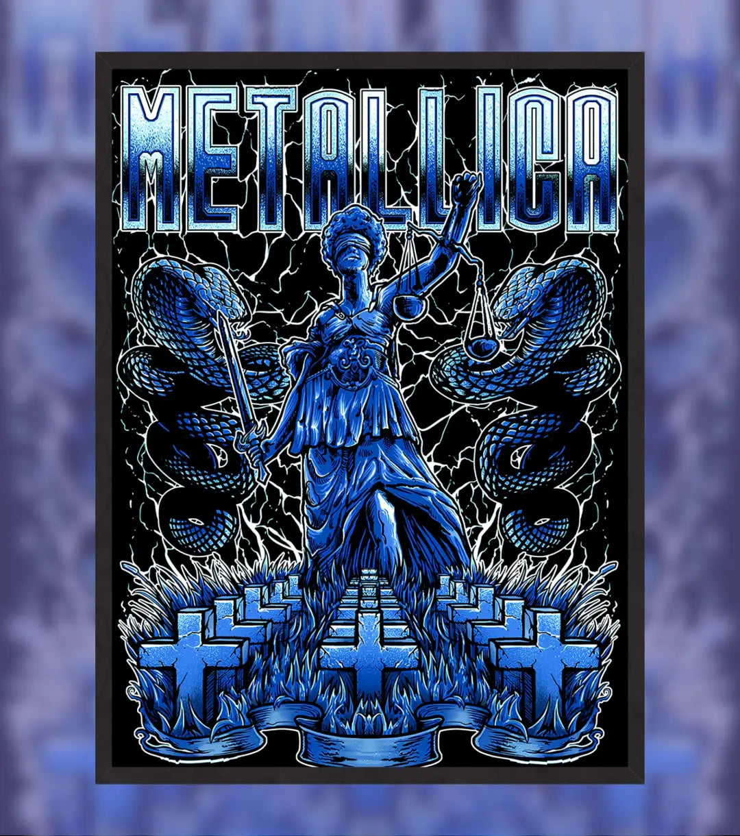 Metallica Justice Reigns Poster - A4 / Black Frame