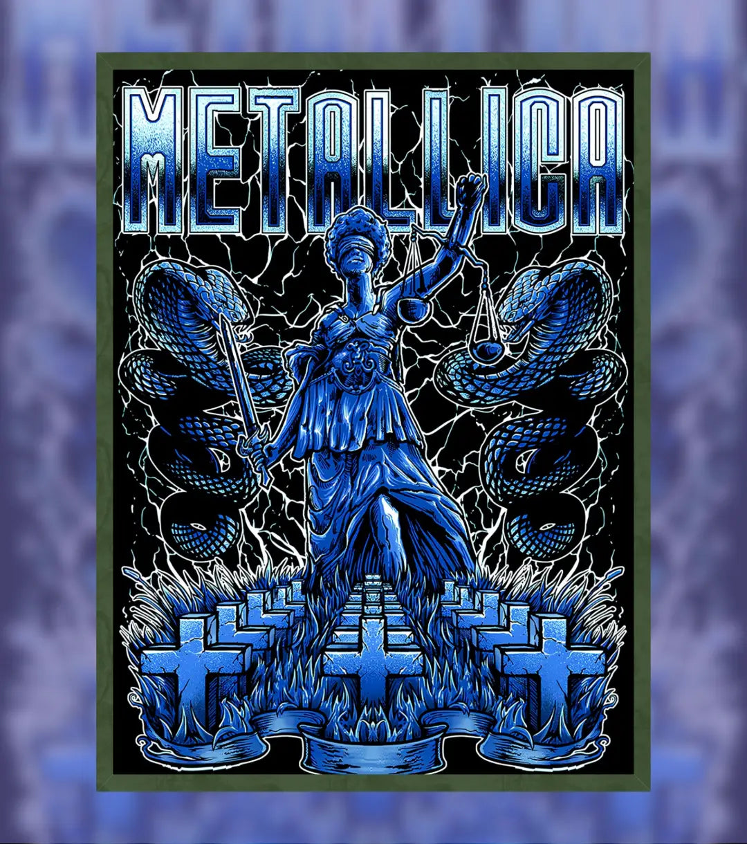Metallica Justice Reigns Poster - A4 / Bottle Green