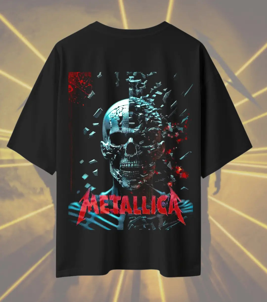 Metallica Shattered Skull Graphic T-Shirt | Broken Skull Heavy Metal Rock Band Tee | Premium Cotton Unisex Oversized
