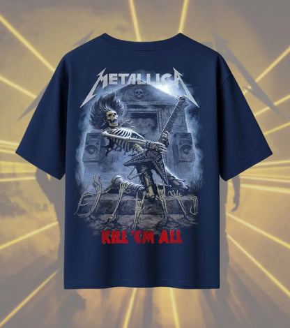 Metallica Skeleton Guitarist Graphic T-Shirt | Kill ’Em All Inspired Heavy Metal Rock Band Tee | Premium Cotton Unisex