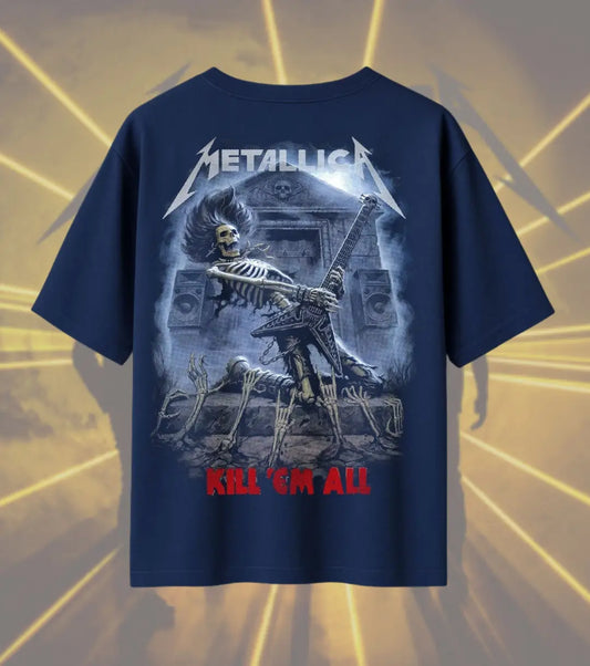 Metallica Skeleton Guitarist Graphic T-Shirt | Kill ’Em All Inspired Heavy Metal Rock Band Tee | Premium Cotton Unisex