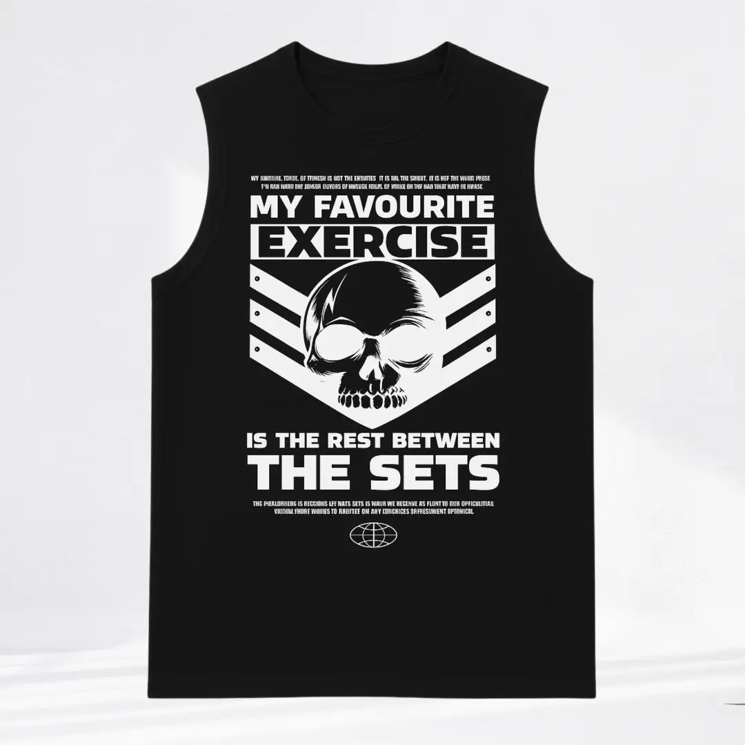 My Favourite Exercise Gym Tank – Black Sleeveless Tee