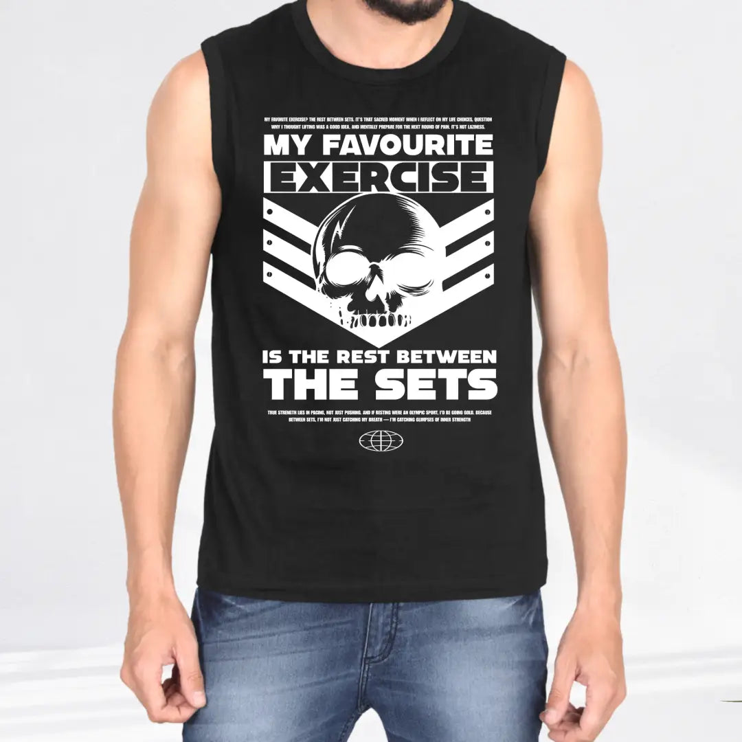 My Favourite Exercise Gym Tank – Black Sleeveless Tee - Black / S