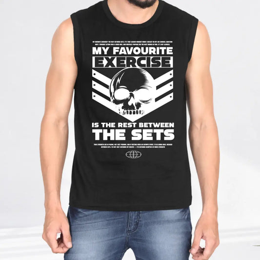 My Favourite Exercise Gym Tank – Black Sleeveless Tee - Black / S