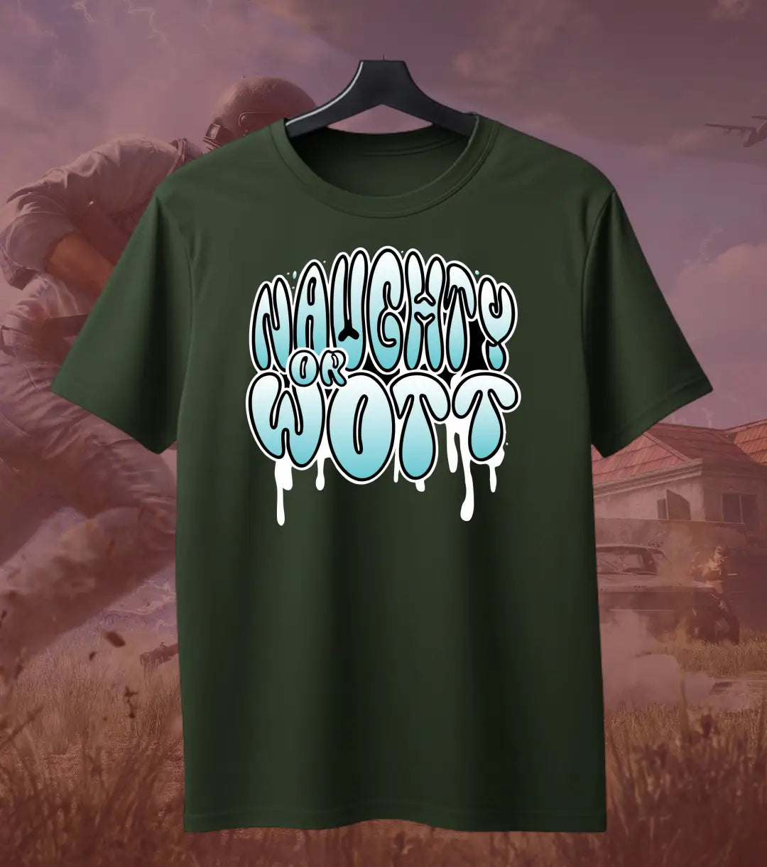 Naughty Or Wott BGMI Meme T-Shirt | PUBG Gamer Tee - BGMI/PUBG