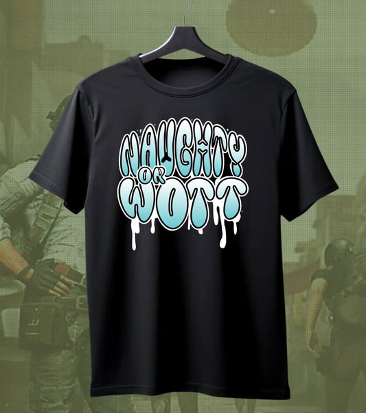 Naughty Or Wott BGMI Meme T-Shirt | PUBG Gamer Tee - BGMI/PUBG