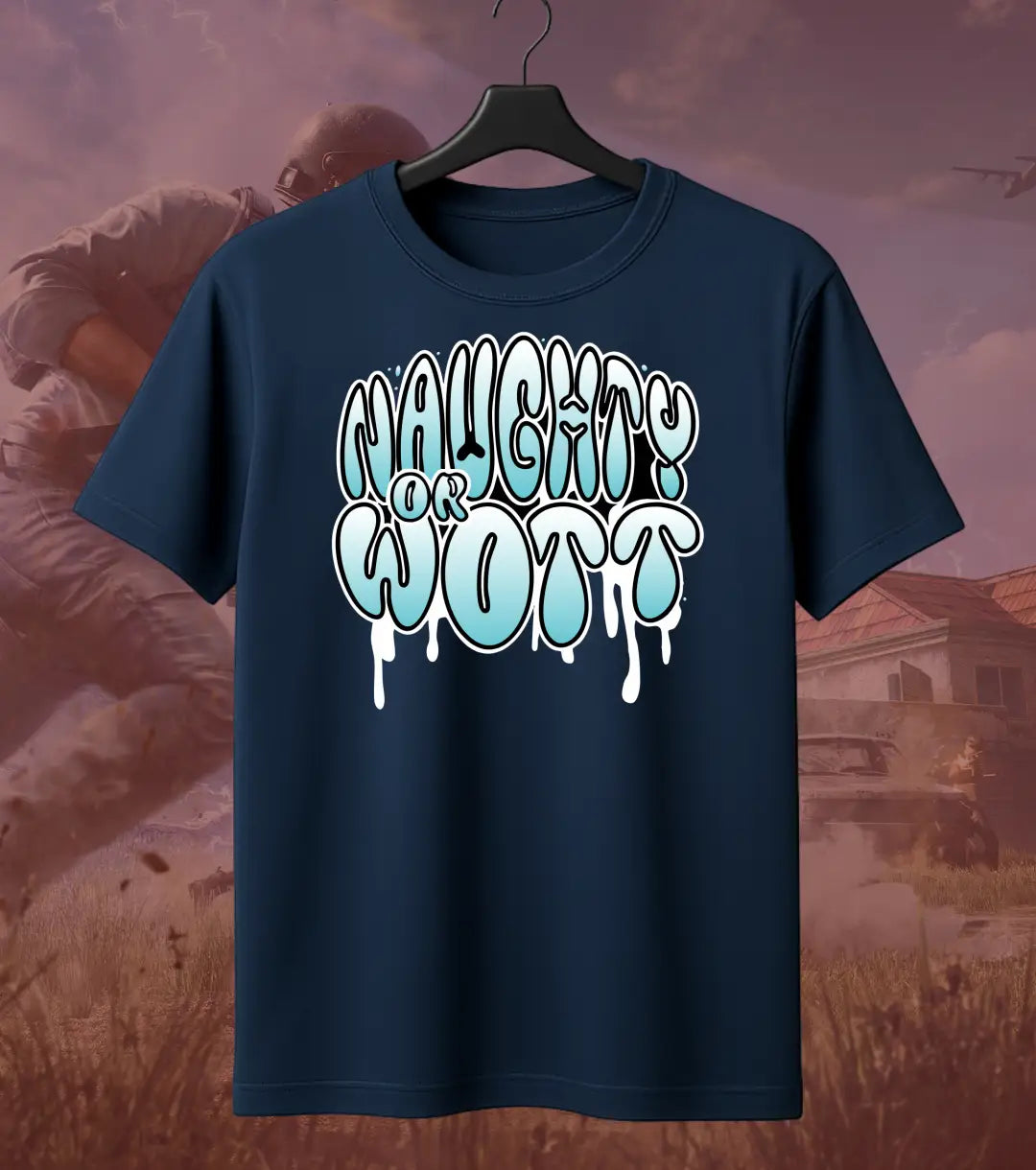 Naughty Or Wott BGMI Meme T-Shirt | PUBG Gamer Tee - BGMI/PUBG