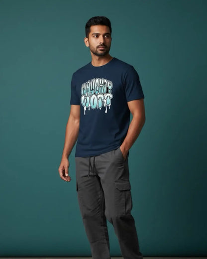 Naughty Or Wott BGMI Meme T-Shirt | PUBG Gamer Tee - Navy / S - BGMI/PUBG