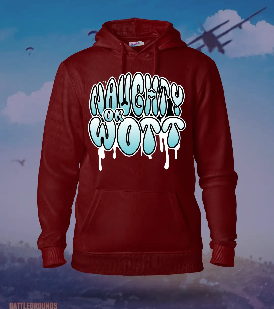 Naughty Or Wott – OG Meme Hoodie | 300 GSM Brushed Fleece - Maroon / XS / Regular - BGMI/PUBG