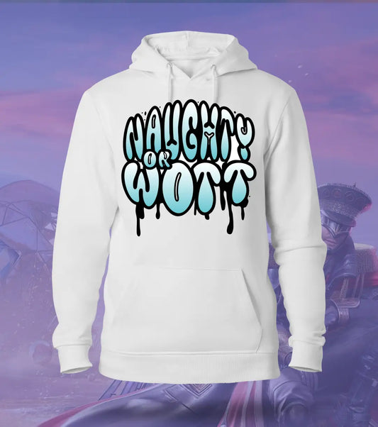 Naughty Or Wott – OG Meme Hoodie | 300 GSM Brushed Fleece - White / XS / Regular - BGMI/PUBG