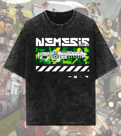 Nemesis Burst AR Tactical Tee – Apex Legends Inspired Gaming Acid-Wash T-Shirt - Black / S - Apex legends