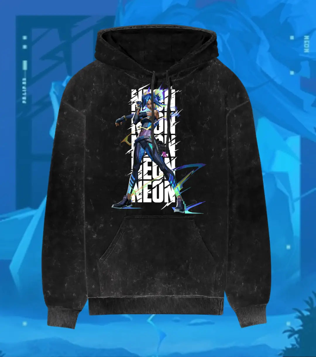 Neon – Speed Surge Valorant Acid Wash Hoodie | Premium Gamer Streetwear - Black / XS - Valorant
