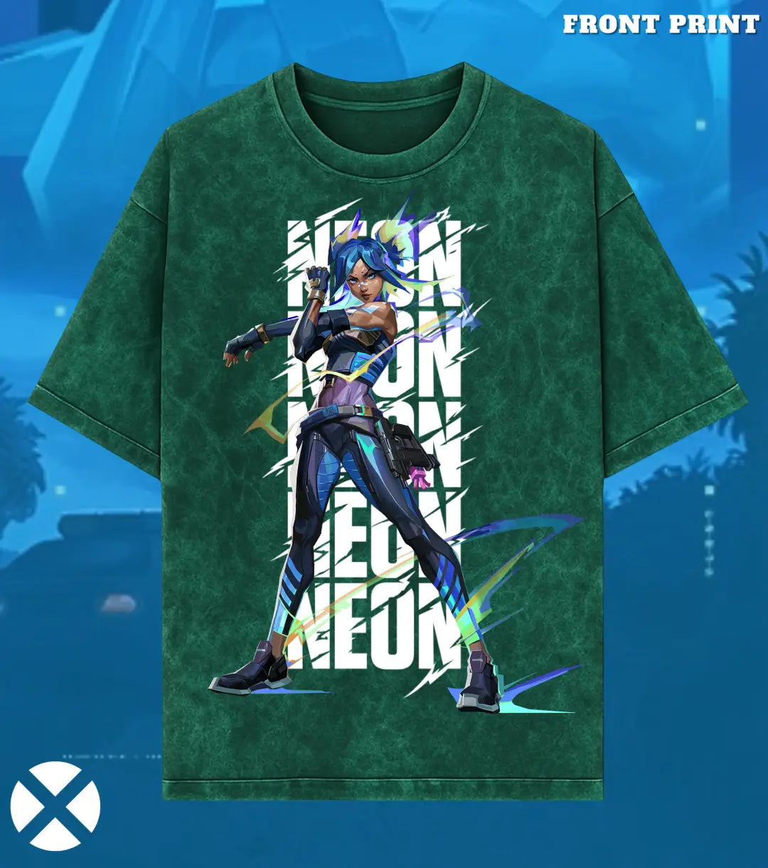 Neon – Speed Surge Valorant Acid Wash Tee | Bold Gamer Streetwear - Valorant