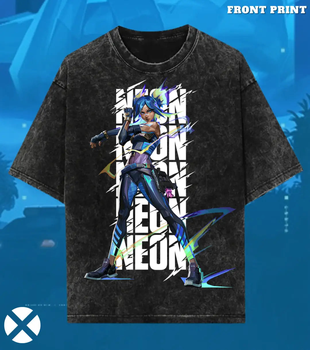 Neon – Speed Surge Valorant Acid Wash Tee | Bold Gamer Streetwear - Valorant