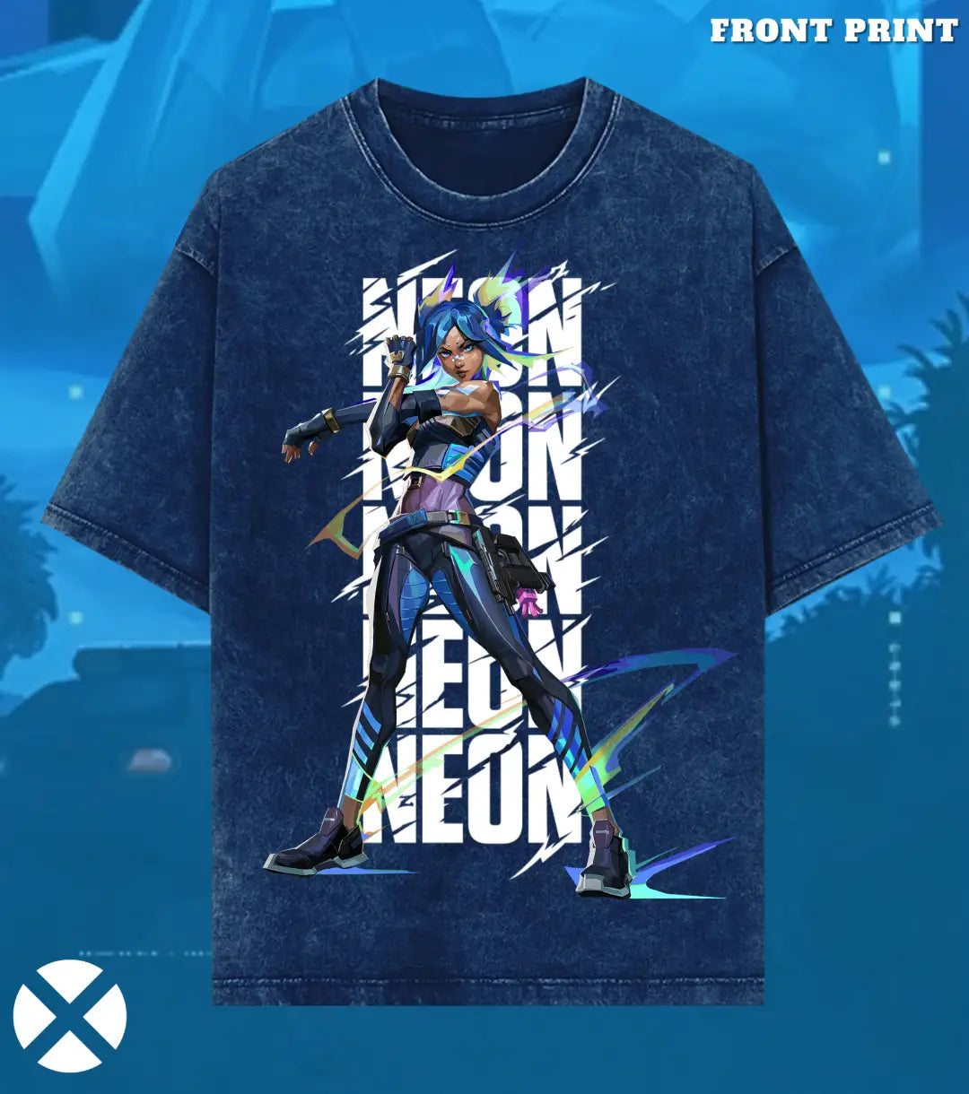 Neon – Speed Surge Valorant Acid Wash Tee | Bold Gamer Streetwear - Valorant