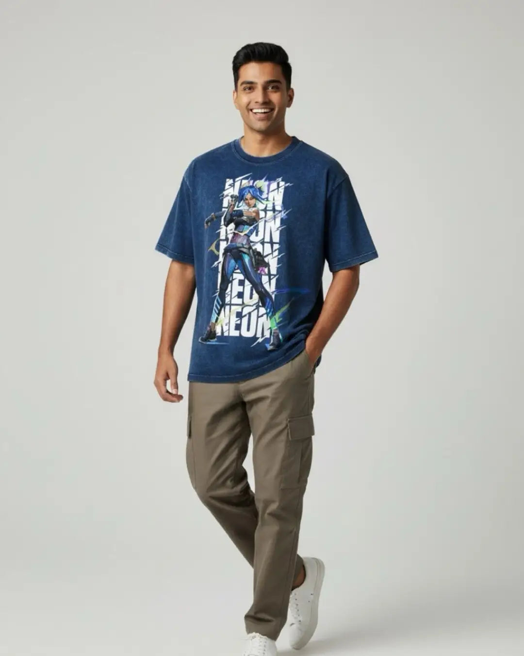 Neon – Speed Surge Valorant Acid Wash Tee | Bold Gamer Streetwear - Navy / XS - Valorant