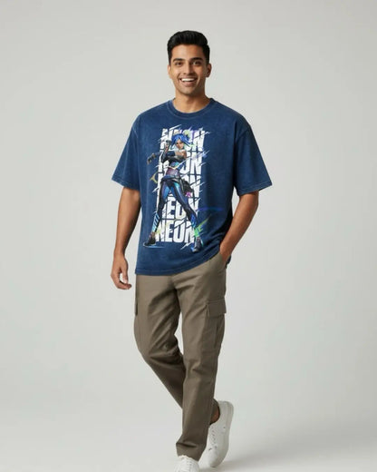 Neon – Speed Surge Valorant Acid Wash Tee | Bold Gamer Streetwear - Navy / XS - Valorant