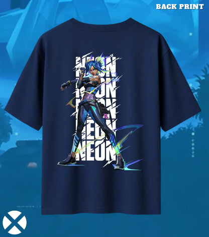 Neon – Speed Surge Valorant Oversized T Shirt | Oversized Clutch Fit - Navy / XS / 180GSM - Valorant