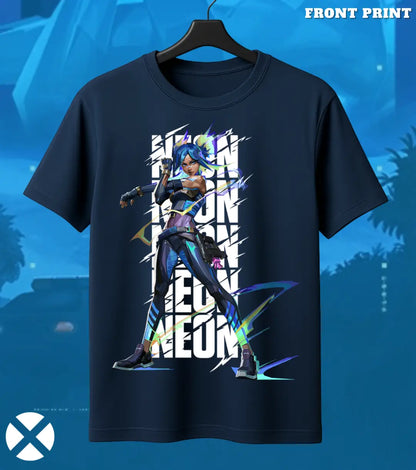 Neon - Thunder Rush Valorant T Shirt | High-Voltage Tee - Front Only / Navy / S