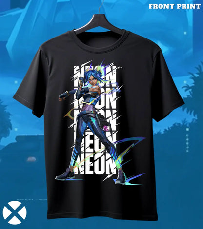 Neon - Thunder Rush Valorant T Shirt | High-Voltage Tee - Front Only / Black / S