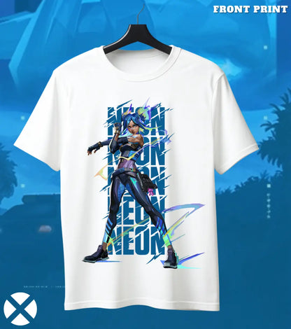 Neon - Thunder Rush Valorant T Shirt | High-Voltage Tee - Front Only / White / S