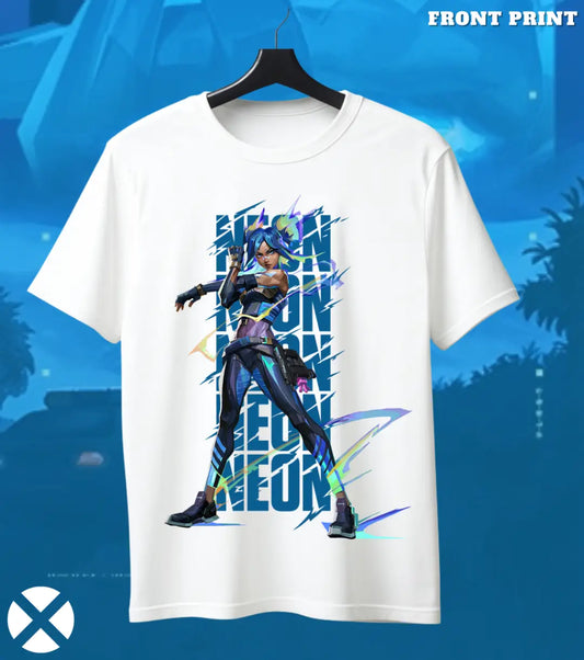 Neon - Thunder Rush Valorant T Shirt | High-Voltage Tee - Front Only / White / S