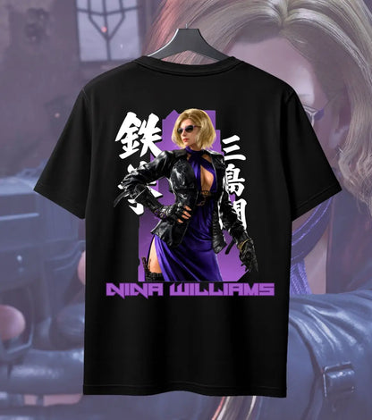 Nina Williams – Tekken Femme Fatale Tee - Black / S / Back Print (Dual) - Tekken